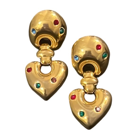 Vintage Susan Caplan Gold Plated Crystal Door Knocker Runway Earrings - Picture 3 of 5